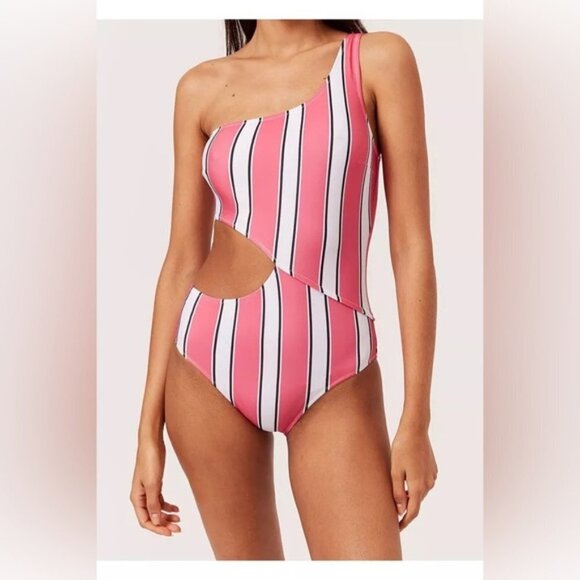 NWT SOLID & STRIPED S the Claudia cosmic stripe cut out bathing suit - Picture 2 of 10
